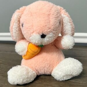 Vintage Carino Pink Bunny Rabbit with Carrot Plush